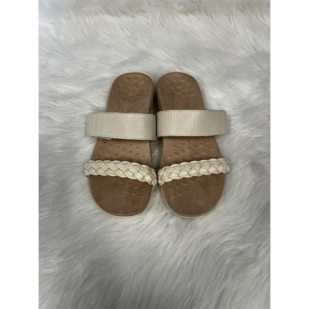 Vionic Women's Ivory Slide Sandals 10 “Jeanne” Braided Slip-On Casual Summer